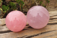 Polished Star Rose Quartz Spheres x 2 From Madagascar