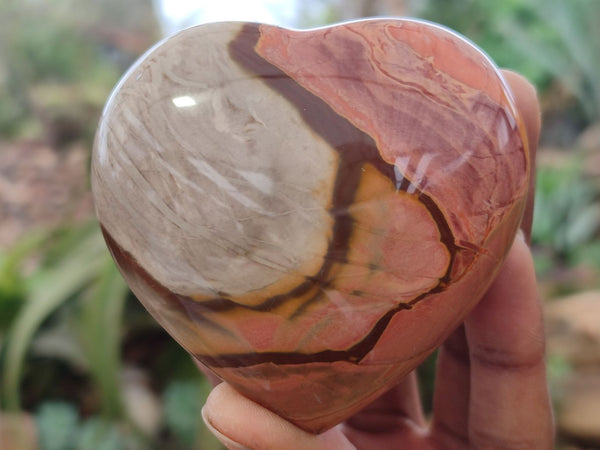 Polished Polychrome Jasper Hearts x 6 From Madagascar