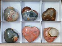 Polished Polychrome Jasper Hearts x 6 From Madagascar