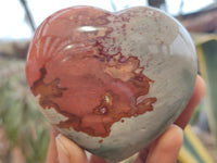 Polished Polychrome Jasper Hearts x 6 From Madagascar