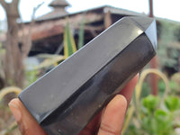 Polished Black Basalt Points x 6 From Madagascar