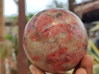 Polished Rhodonite Spheres x 2 From Zimbabwe