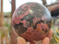 Polished Rhodonite Spheres x 2 From Zimbabwe