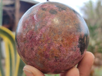 Polished Rhodonite Spheres x 2 From Zimbabwe