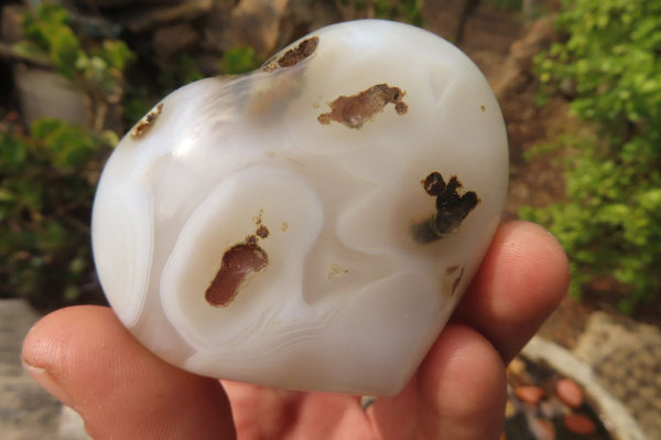 Polished Banded Agate Hearts x 7 From Madagascar