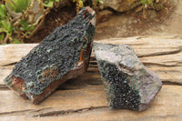 Natural Libethenite Crystals On Dolomite Matrix Specimens x 2 From Congo