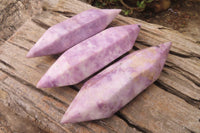 Polished Lepidolite Points x 3 From Zimbabwe