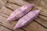 Polished Lepidolite Points x 3 From Zimbabwe