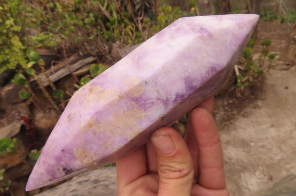 Polished Lepidolite Points x 3 From Zimbabwe