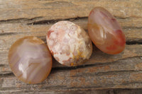 Polished Ocean Flower Agate Galet / Palm Stones x 21 From Madagascar