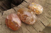 Polished Ocean Flower Agate Galet / Palm Stones x 21 From Madagascar