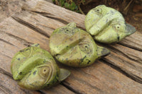 Polished Leopard Stone Cat Face Carvings x 6 From Zimbabwe