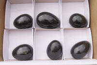 Polished Black Basalt Eggs x 6 From Madagascar