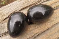 Polished Black Basalt Eggs x 6 From Madagascar