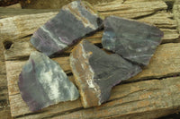 Polished Watermelon Fluorite Slices x 4 From Uis, Namibia