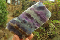 Polished Watermelon Fluorite Slices x 4 From Uis, Namibia