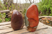 Polished Polychrome Jasper Standing Free Forms x 3 From Madagascar