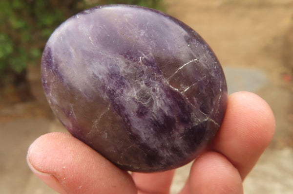 Polished Lepidolite Galet / Palm Stones x 24 From Madagascar