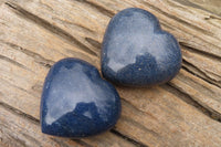 Polished Lazulite Hearts x 3 From Madagascar