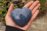 Polished Lazulite Hearts x 3 From Madagascar