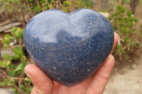 Polished Lazulite Hearts x 3 From Madagascar