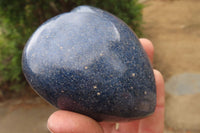 Polished Lazulite Hearts x 3 From Madagascar