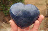 Polished Lazulite Hearts x 3 From Madagascar