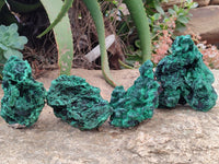 Natural Silky Malachite Specimens x 4 From Kasompe, Congo