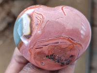 Polished Polychrome Jasper Hearts x 12 From Madagascar