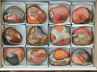 Polished Polychrome Jasper Hearts x 12 From Madagascar