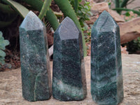 Polished Fuchsite Quartz Prisms x 3 From Madagascar