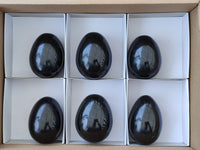 Polished Black Basalt Eggs x 6 From Madagascar