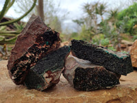 Natural Libethenite Crystals On Dolomite Matrix Specimens x 4 From Shituru, Congo