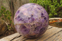 Polished XL Chevron Dream Amethyst Sphere x 1 From Zambia