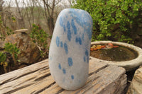 Polished XL Blue Spinel Quartz Standing Free Form x 1 From Madagascar