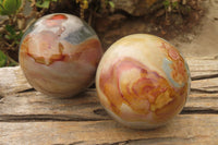 Polished Polychrome Jasper Spheres x 2 From Madagascar