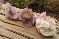 Natural Ametrine Spirit Quartz Clusters x 3 From Boekenhouthoek, South Africa