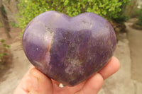 Polished Lepidolite Hearts with Rubellite Tourmaline Inclusions x 6 From Ambatondrazaka, Madagascar