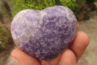 Polished Lepidolite Hearts with Rubellite Tourmaline Inclusions x 6 From Ambatondrazaka, Madagascar