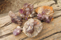 Natural Smokey Window Amethyst Matrix Crystals and a Sceptre x 4 From Chiredzi, Zimbabwe