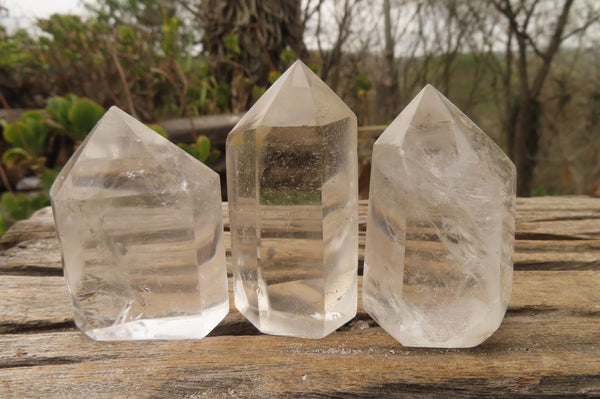 Polished Clear Quartz Crystal Points x 12 From Madagascar