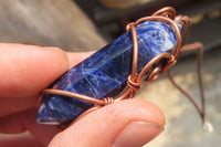 Polished Copper Wire Wrapped Sodalite Pendants x 6 From Namibia