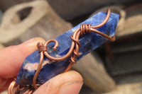 Polished Copper Wire Wrapped Sodalite Pendants x 6 From Namibia