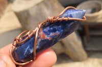 Polished Copper Wire Wrapped Sodalite Pendants x 6 From Namibia