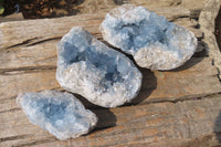 Natural Blue Celestite Specimens x 3 From Sakoany, Madagascar