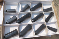 Polished Black Basalt Point-Prisms x 12 From Antsirabe, Madagascar