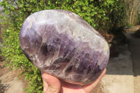 Polished Chevron Amethyst Standing Free Forms x 2 From Madagascar