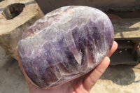 Polished Chevron Amethyst Standing Free Forms x 2 From Madagascar