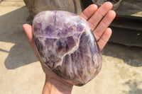 Polished Chevron Amethyst Standing Free Forms x 2 From Madagascar