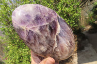 Polished Chevron Amethyst Standing Free Forms x 2 From Madagascar